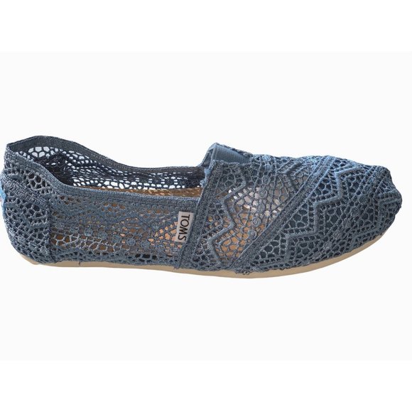 Toms Slip On Alpargata Size 8 Classics Denim Crochet  NWT - Picture 6 of 10
